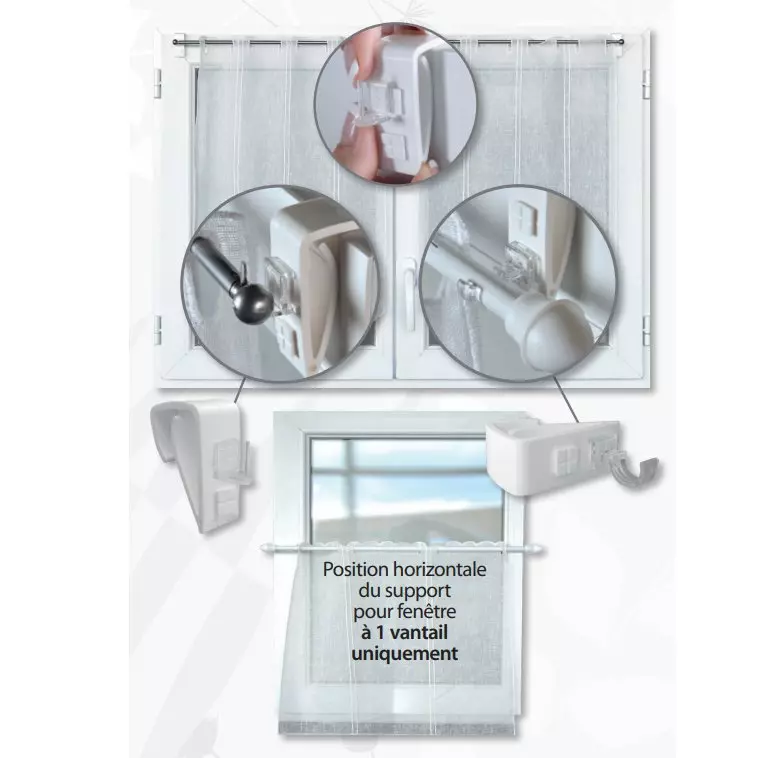 Lot de 2 supports tringle Clip Blanc