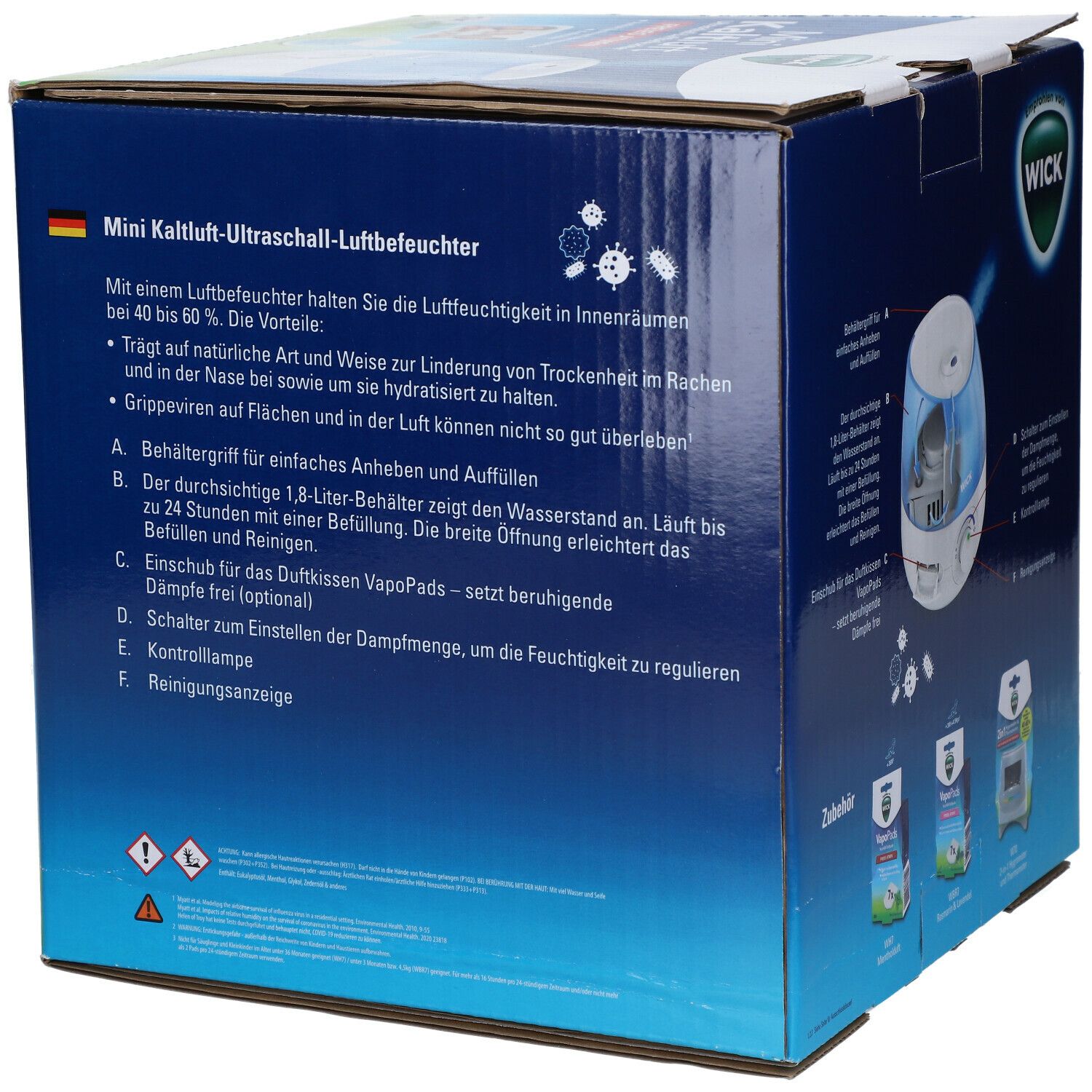 WICK Mini Kaltluft Freies Atmen Ultraschall-Luftbefeuchter