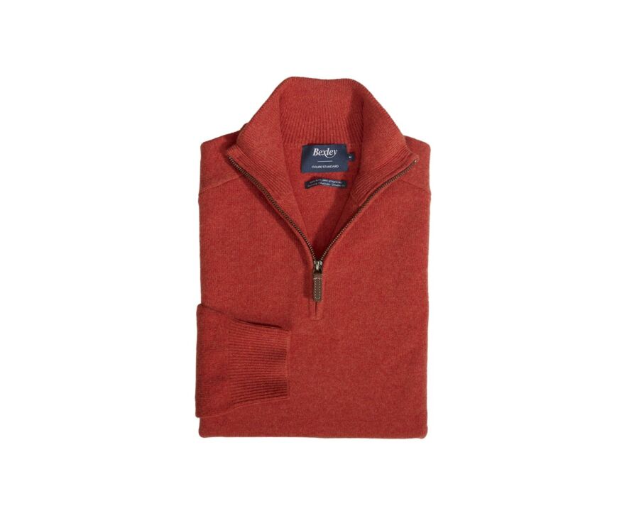Pull col zippé homme laine Feu chiné - KENNETH