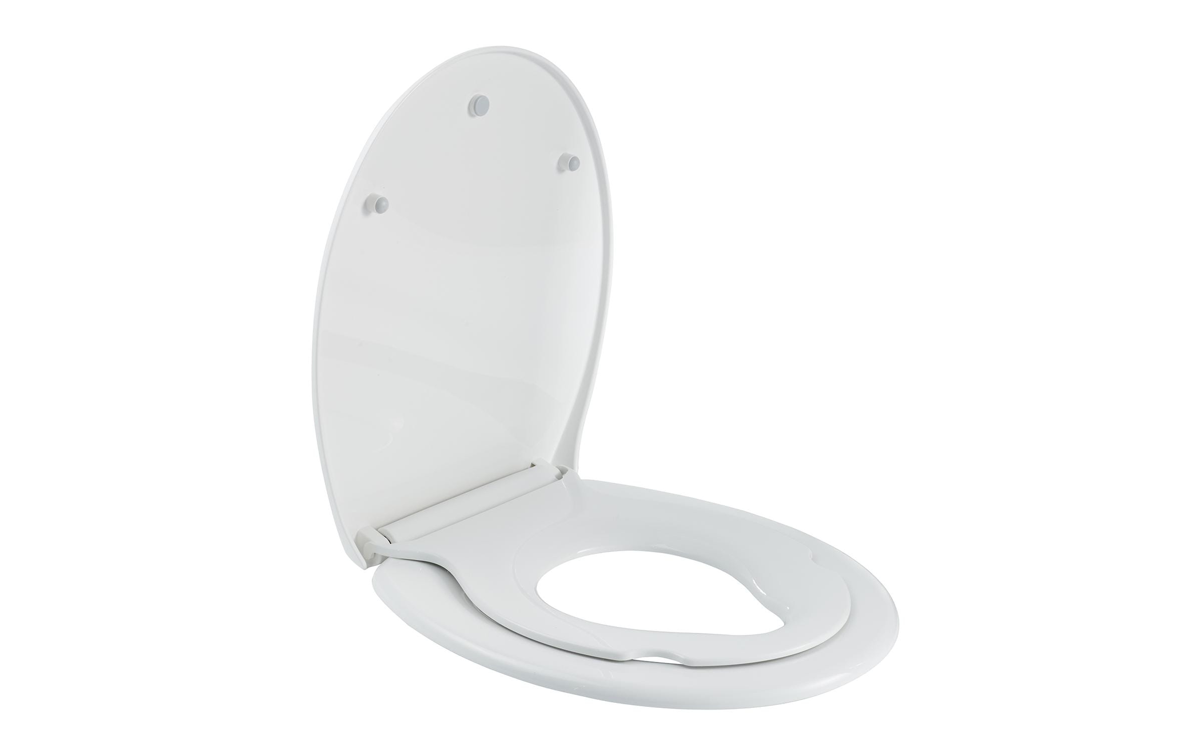 Toilettensitz mit Kindersitzeinlage WeissWC-Sitz mit integriertem Kindersitz und Absenkautomatik