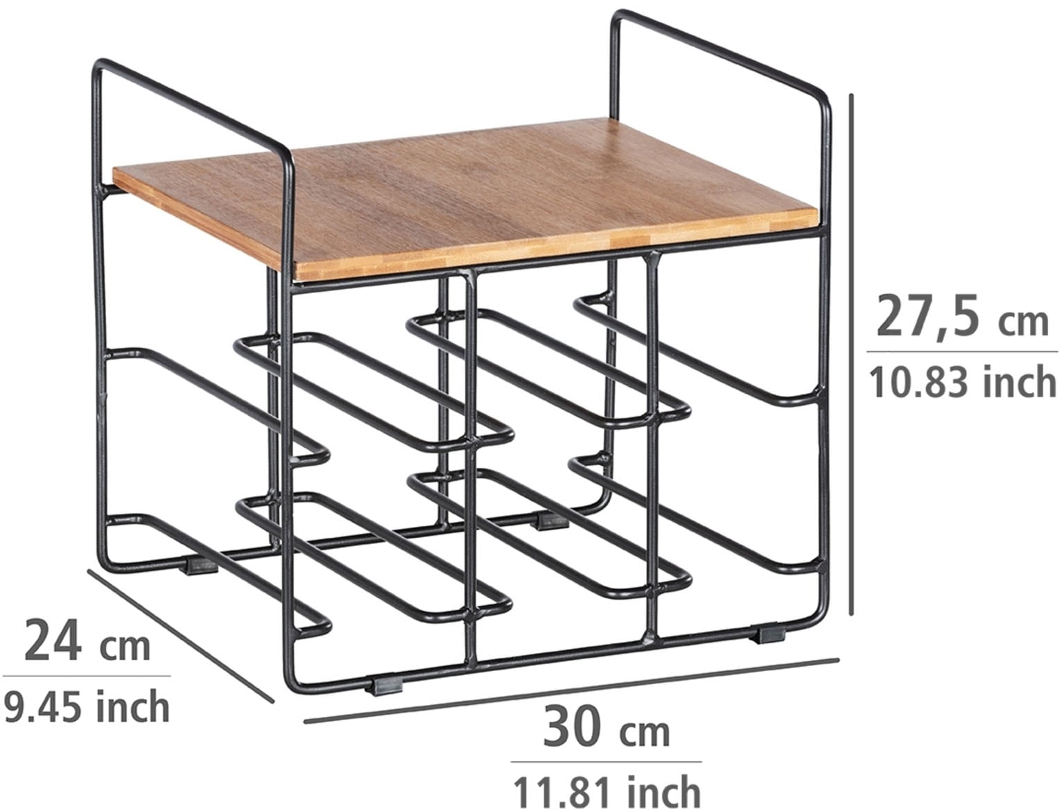 WENKO Weinflaschenhalter »Modell Loft« Flaschenregal für 6 Flaschen mit Ablage, Metall und Bambus
