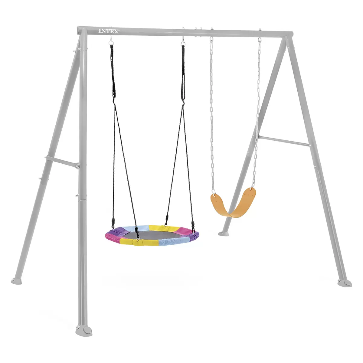 Schaukel mit Sitz und Schaukelnest Grau