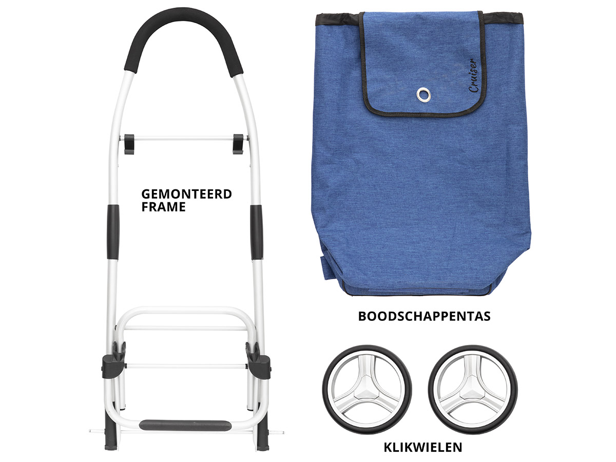 Cruiser 45 liter opvouwbare boodschappentrolley - Blue