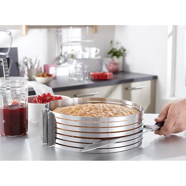 Lot cercle à trancher et cercle à gâteau extensibles inox Mathon