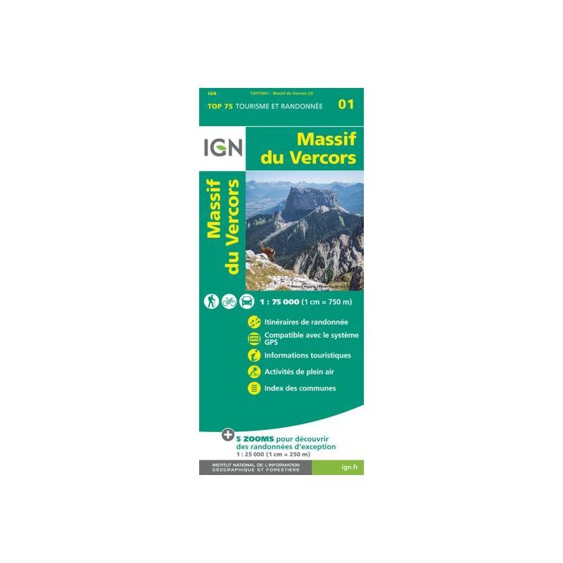 Massif Du Vercors - Carte topographique