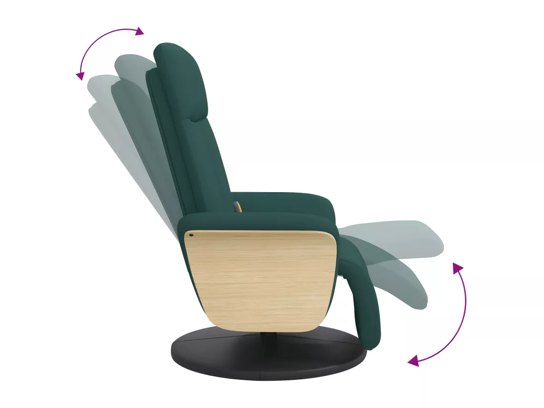Fauteuil inclinable de massage et repose-pieds vert foncé tissu