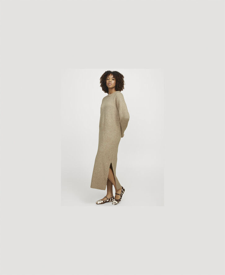 JJXX JXOLINE DIVERSE DRESS KNIT Peyote//limeade neck piping