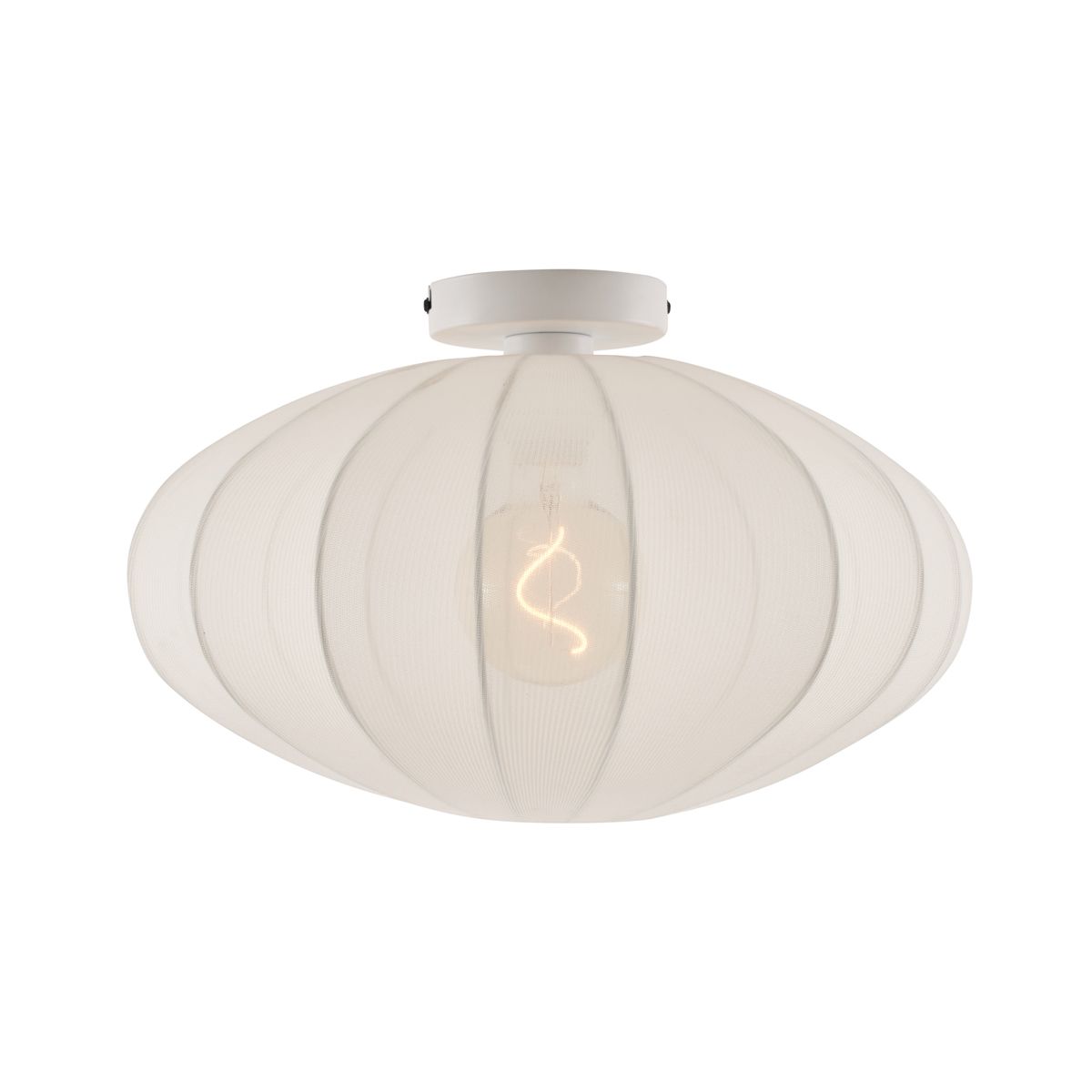 Japandi plafondlamp wit met stoffen kap - Bida