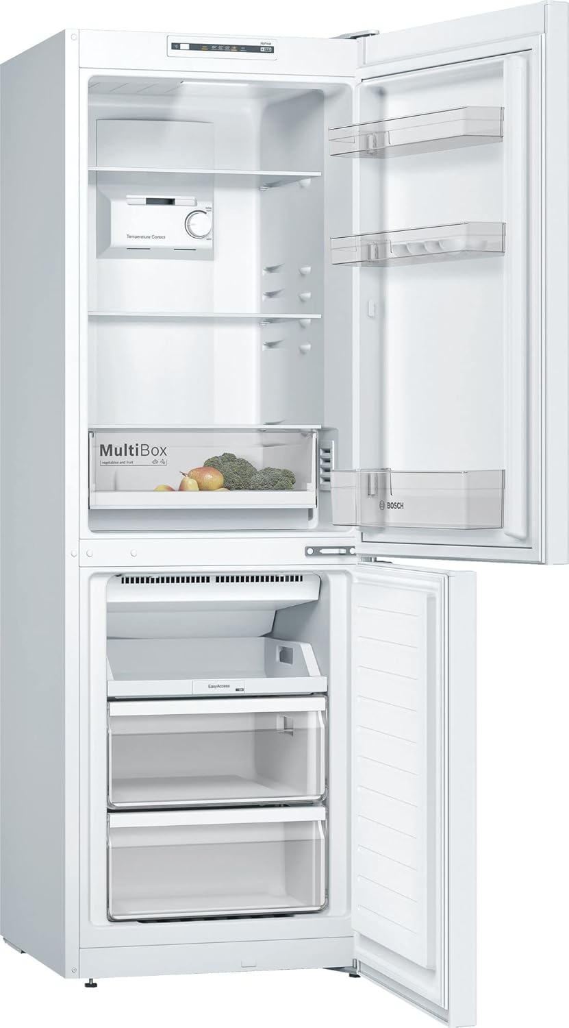 Bosch KGN33NWEB Serie 2 Kühl-Gefrier-Kombination, 176 x 60 cm, 192 L Kühlen & 87 L Gefrieren, NoFrost nie wieder abtauen, LED-Beleuchtung gleichmäßige Ausleuchtung