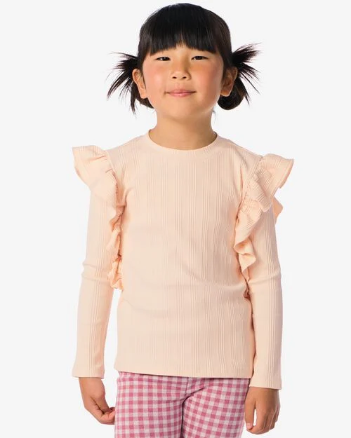 t-shirt enfant côte avec volant blanc cassé