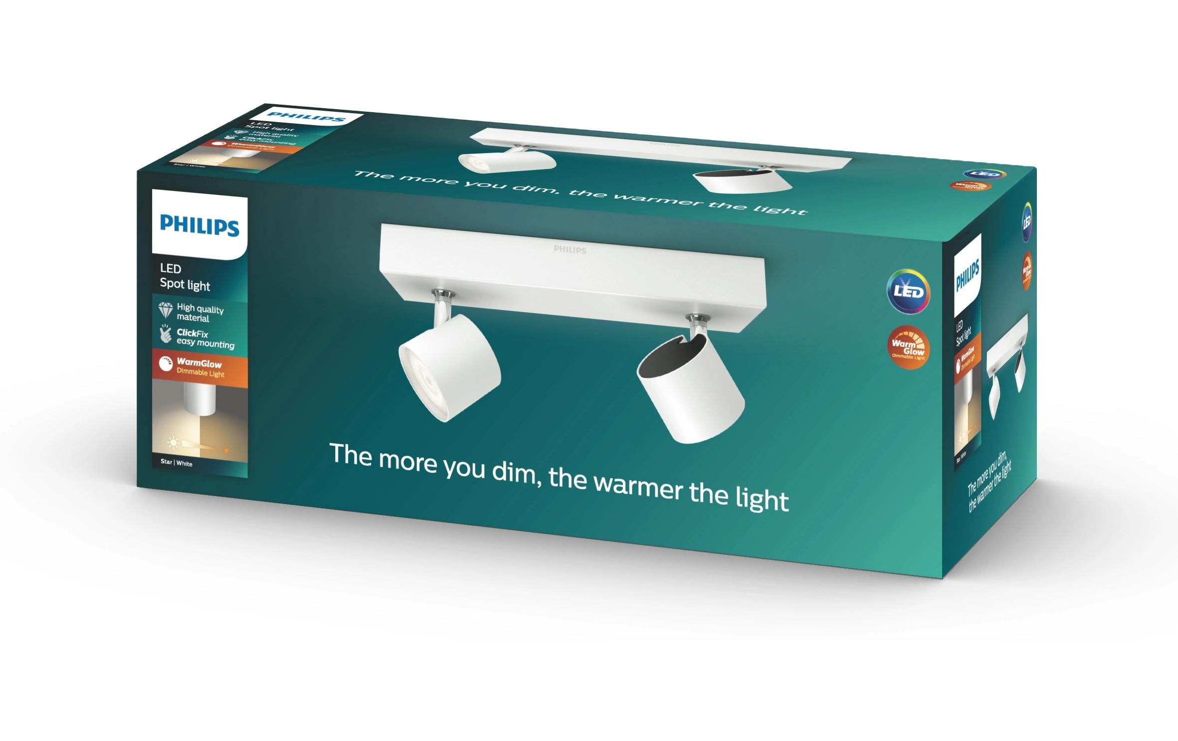 Spot Star Warm Glow, 2 x 4.5 W, 500 lm, 2200-2700 K, WeissDeckenspot mit beweglichem Leuchtenkopf