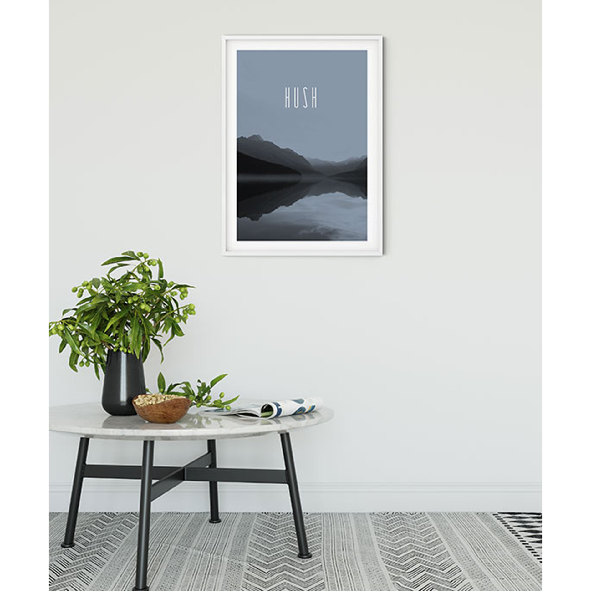 Wandbild WORD LAKE HUSH STEEL - 50x70 cm