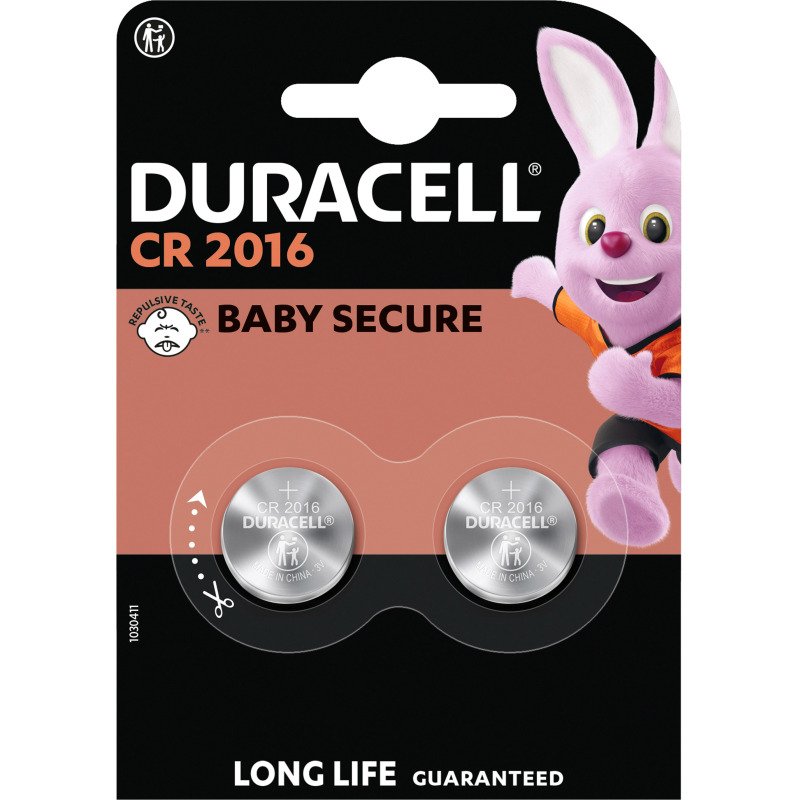 Duracell - Pack de 2 piles bouton Lithium CR2016 - 3V