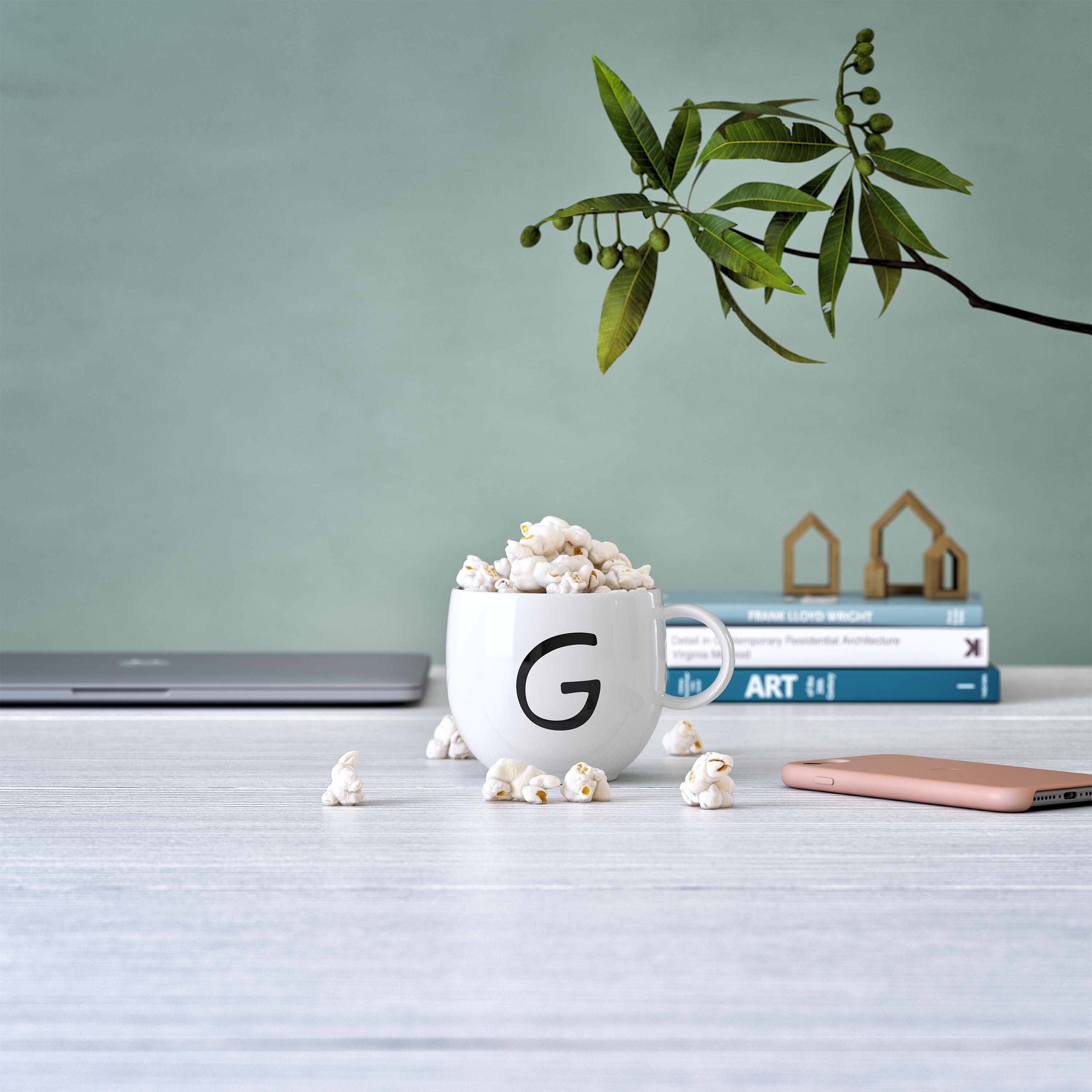 Letters Mug White, 9.9 oz, Premium Porcelain