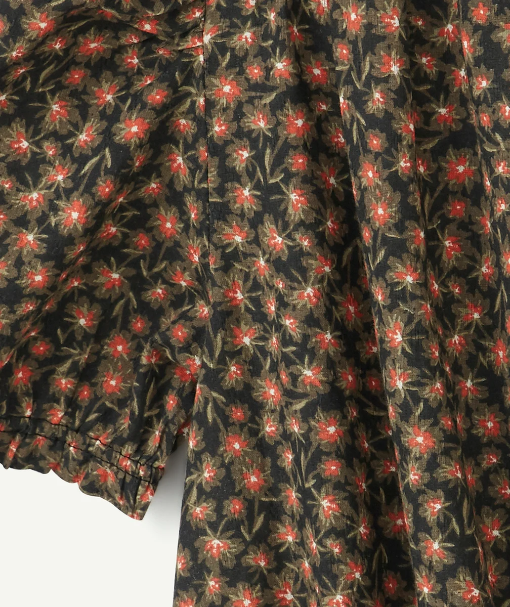 ROBE COURTE FILLE IMPRIMÉE FLEURIE ET MANCHES BOUFFANTES