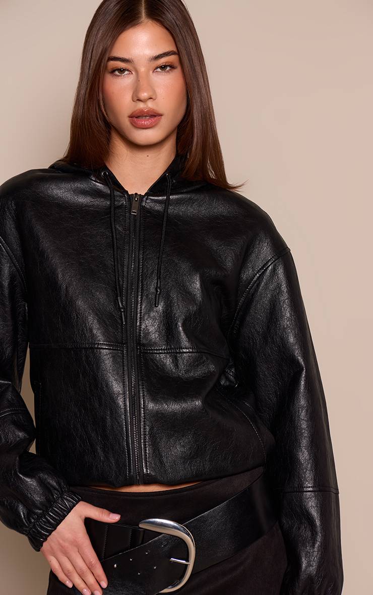 Noir Veste À Casynthétiqueche Zippée En Synthétique Souple
