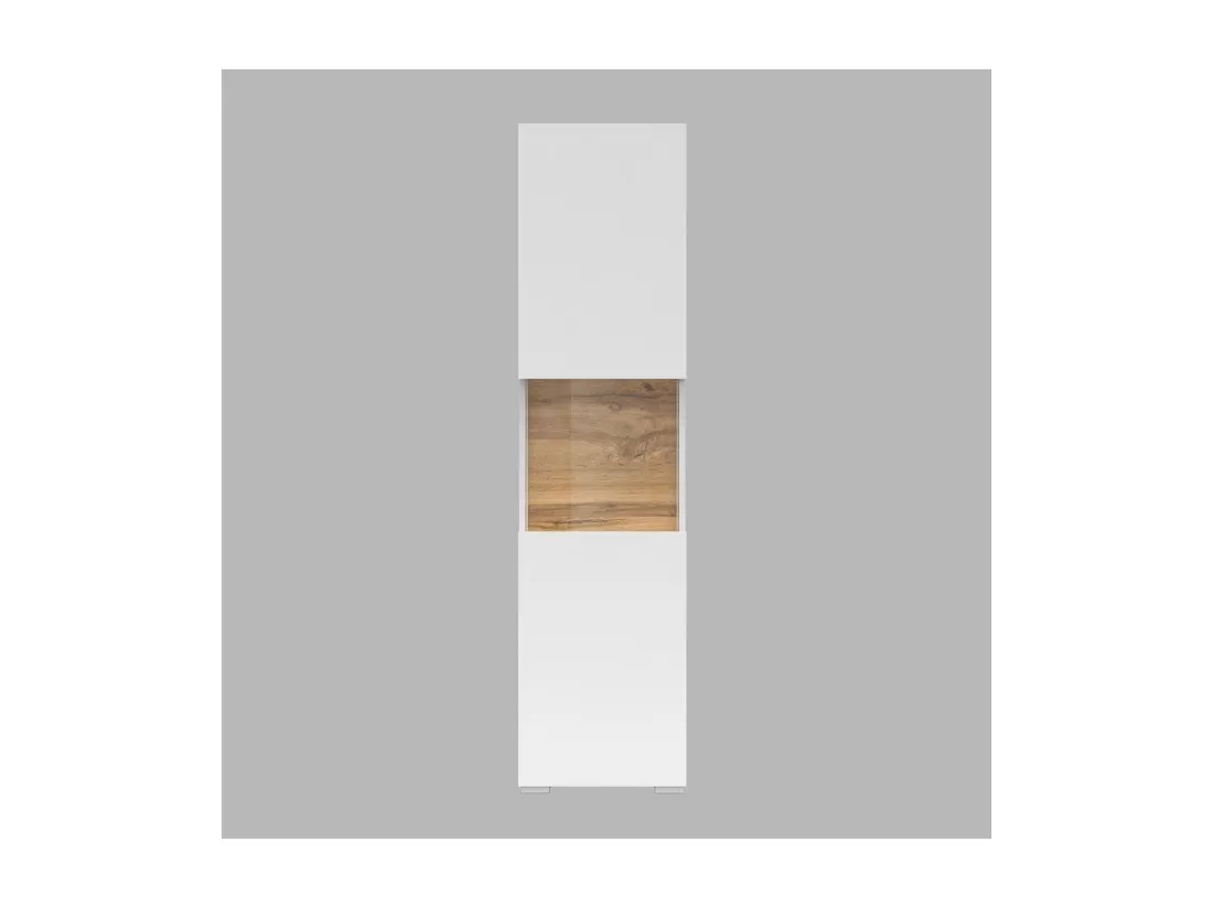 Vitrine 1 porte partiellement vitrée collection EVA. Couleur blanc et chêne.