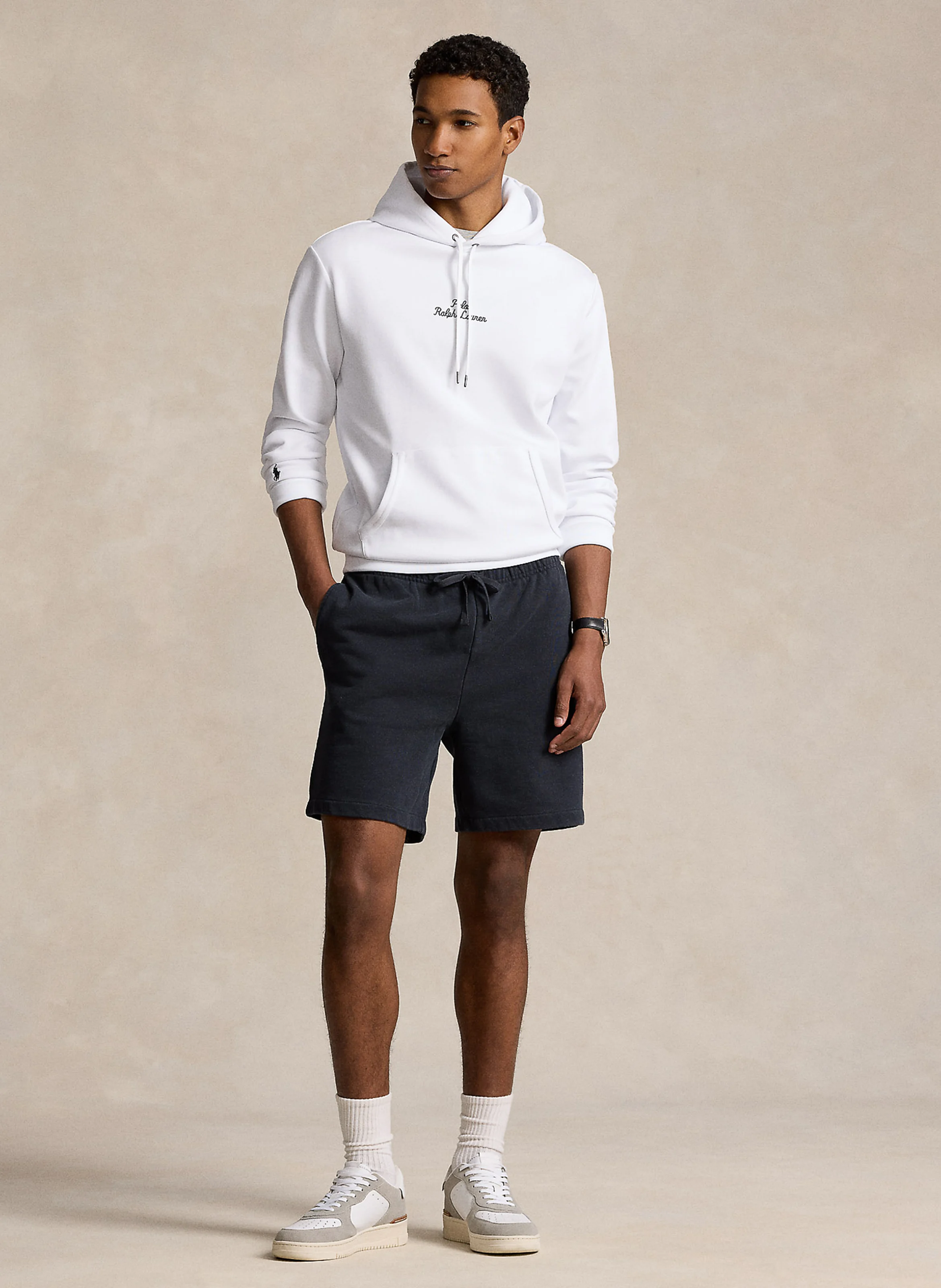 Sweat à capuche droit en coton mélangé | Blanc