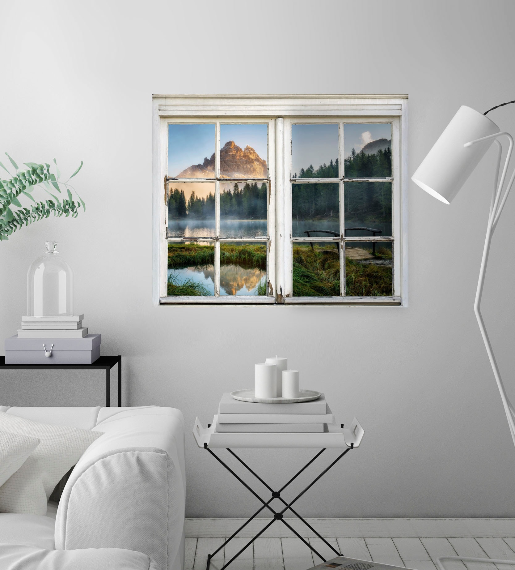 queence Wandsticker »Landschaft« Wandsticker, Wandbild, selbstklebend, Berge, See, Brücke