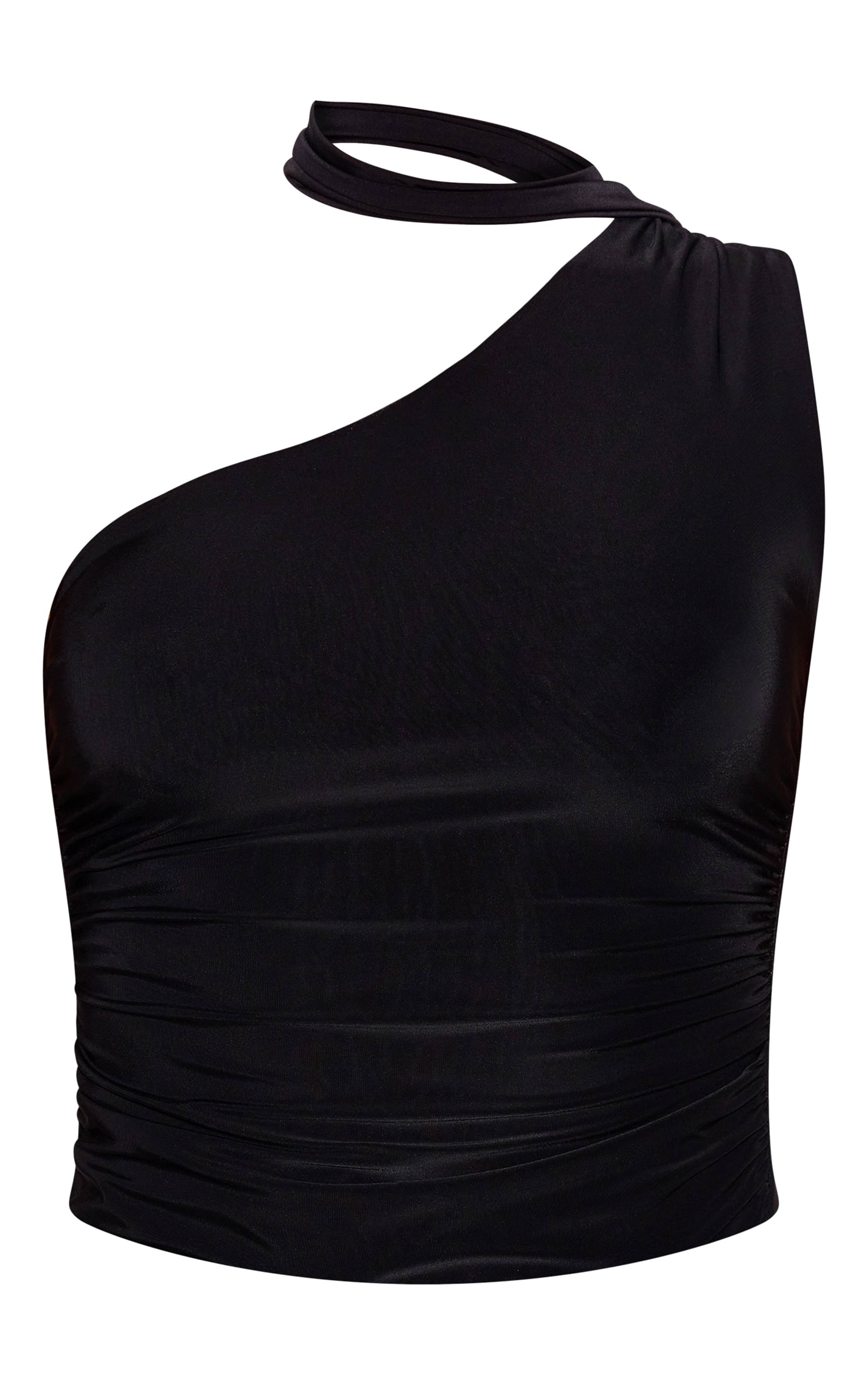 Noir Haut Long À Double Couche Avec Détail Noué Petite