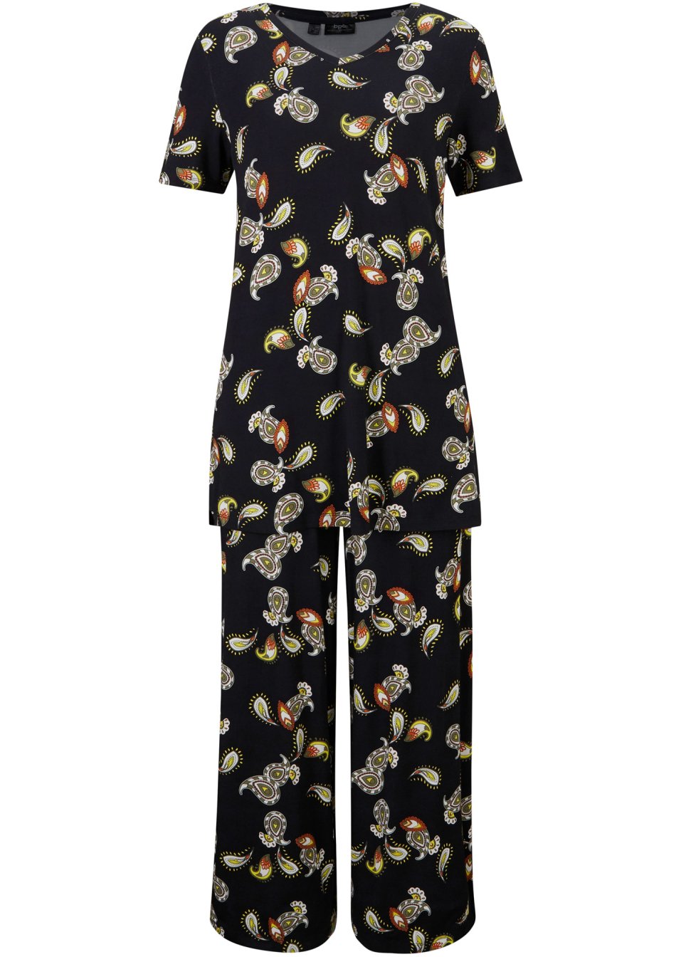 T-shirt et jupe-culotte en viscose (Ens. 2 pces.)