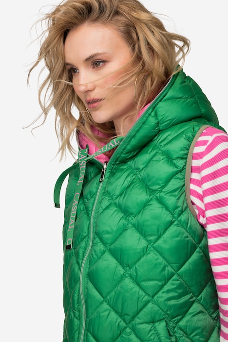 Wende-Steppweste, wasserabweisend, Kapuze, Zipper