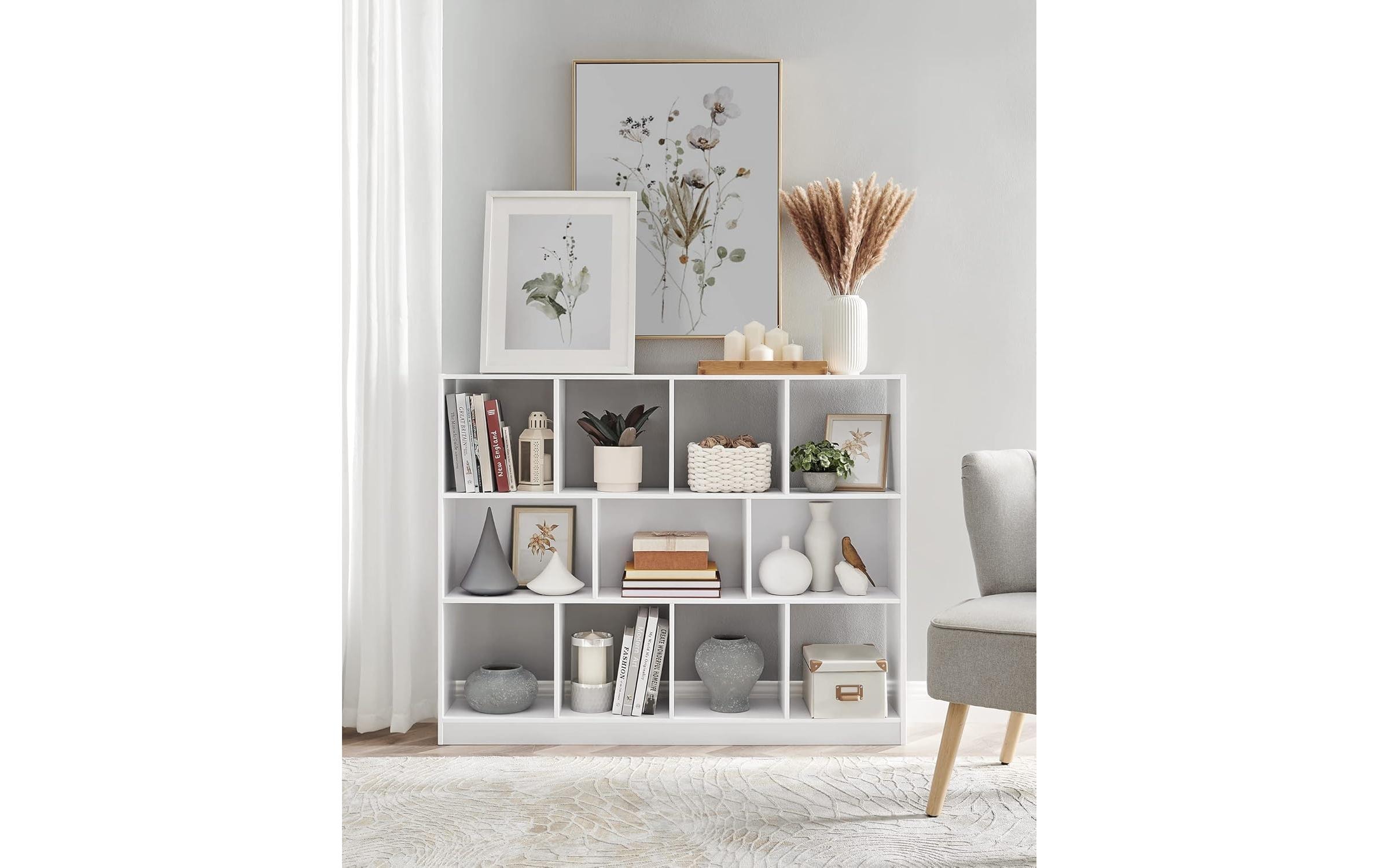 Bücherregal Weiss<br>Bücherregal mit 11 Fächern