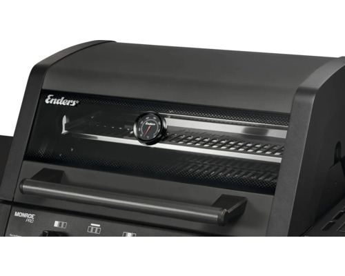 Enders Monroe Pro 3 SIK Turbo Shadow gasbarbecue, grafietgrijs, 3 branders inclusief dekselthermometer, vetopvangbak, grillrooster, zijplank, warmhoudrek en krachtige verwarmingszone. Grillrooster: geëmailleerd gietijzer.
