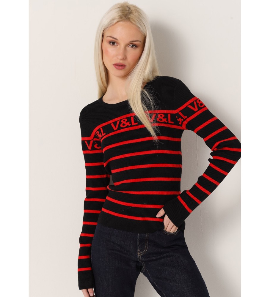 Victorio & Lucchino, V&L Jersey Knit com gola redonda e listras pretas