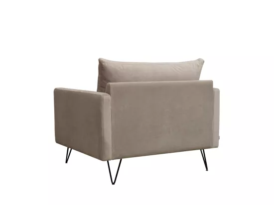 Villabon - Fauteuil XL en velours pieds épingles noirs : Couleur - Beige