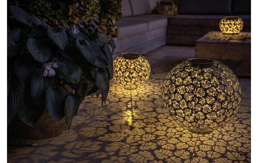 Windlicht Solar Antic Ball Monstera Ø 40 cm, DunkelgrünSolarleuchte zum Aufstellen