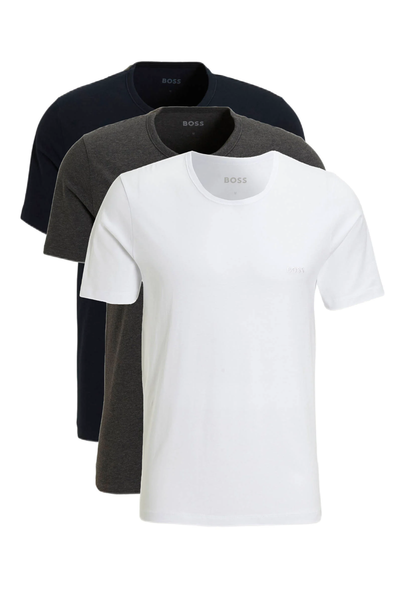 BOSS ondershirt (set van 3) wit/grijs/zwart