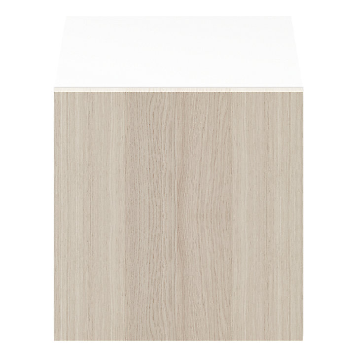 Cube rangement blanc avec porte effet chêne GoodHome Atomia H. 37,5 x L. 37,5 x P. 37 cm