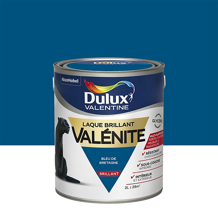 Laque boiseries et métal Valénite Dulux Valentine brillant bleu de Bretagne 2L