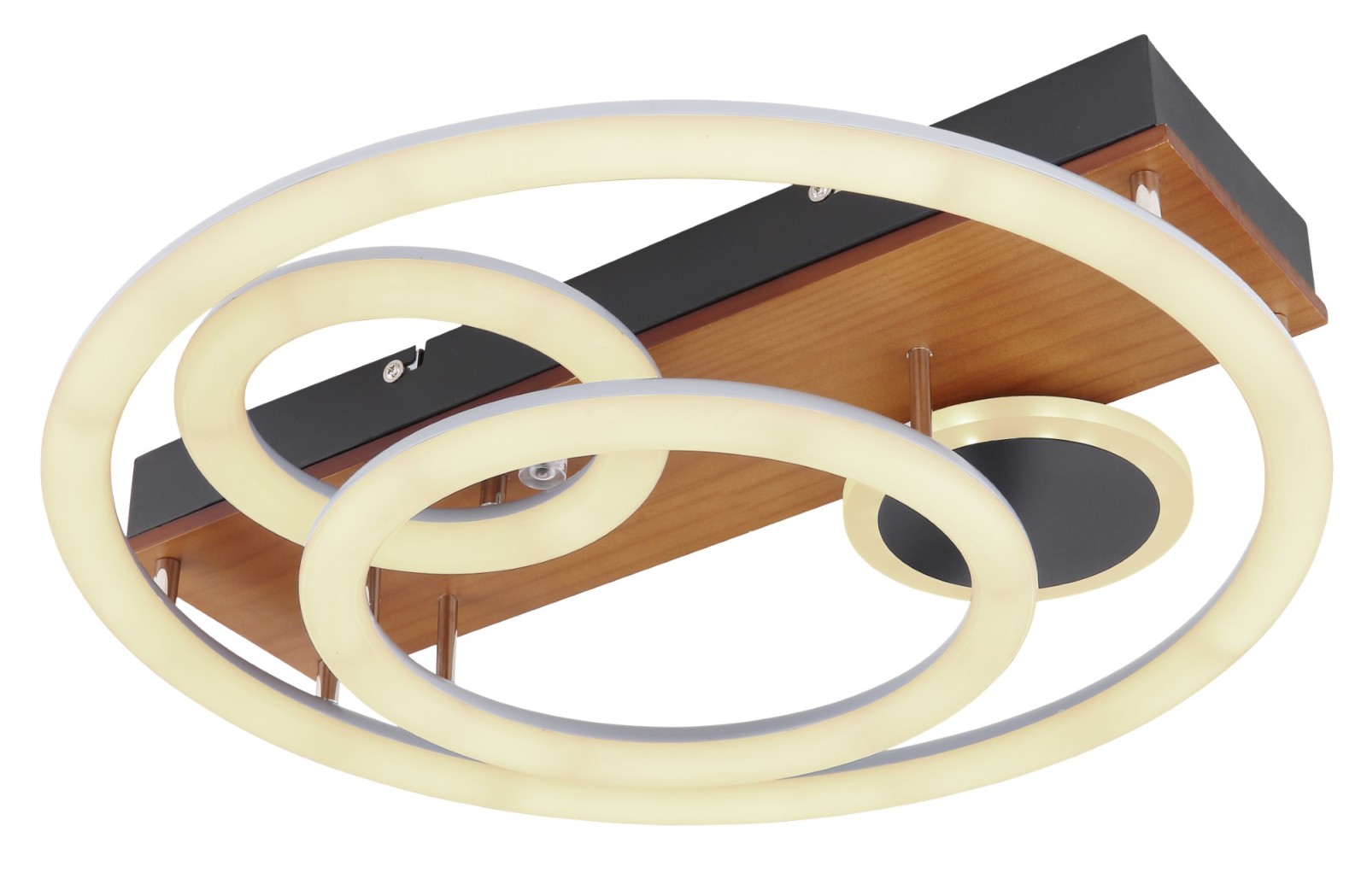 LED-Deckenleuchte - schwarz-holzfarben-weiß - Ø 48 cm