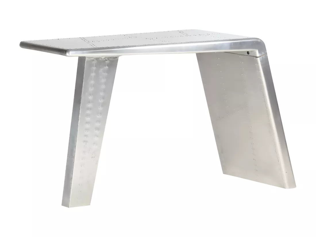 Bureau style avion Argenté 112x50x76 cm Métal