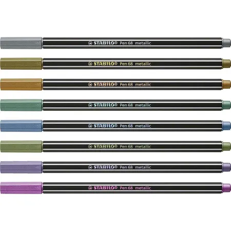 Premium Metallic-Filzstift - STABILO Pen 68 metallic - 8er Pack - mit 8 verschiedenen Metallic-Farben