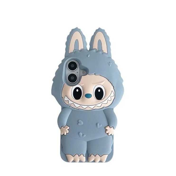 iPhone 15 Pro Max 3D Silikon Case Hülle Monsterhäschen - Blau