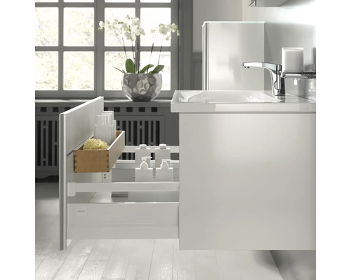 KEUCO Royal Reflex badkamermeubelset, BxHxD 130 x 48 x 49 cm, hoogglans witte fronten, 3-delige badkamermeubelset met witte gegoten mineraalwastafel en spiegelkast met LED-verlichting, wastafelonderkast 39605212200