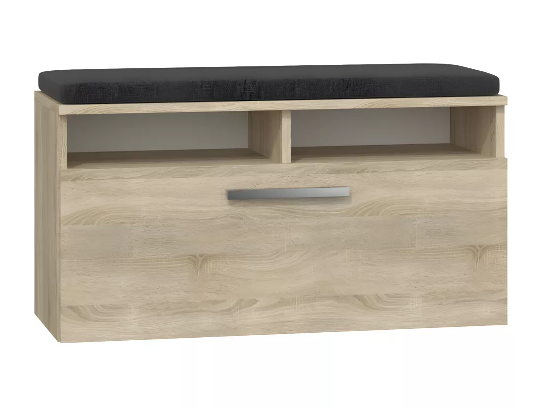 RIVI | Armoire à chaussures + siège + rangement | Porte basculante | 46x85x35 | 6 étagères | Meuble chaussures