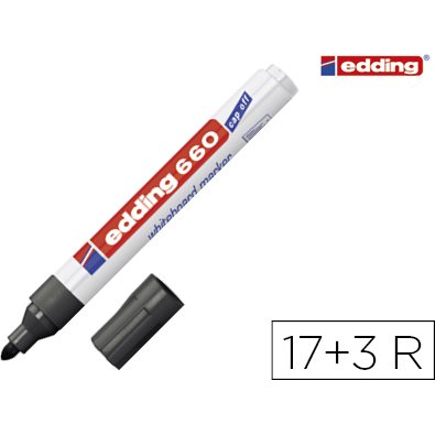 Pack de 17 marqueurs effaçables Edding E-660 pointe ogive 1,5 noir + 3 offerts