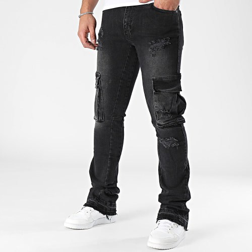 Pantalon Cargo Jean Flare Noir