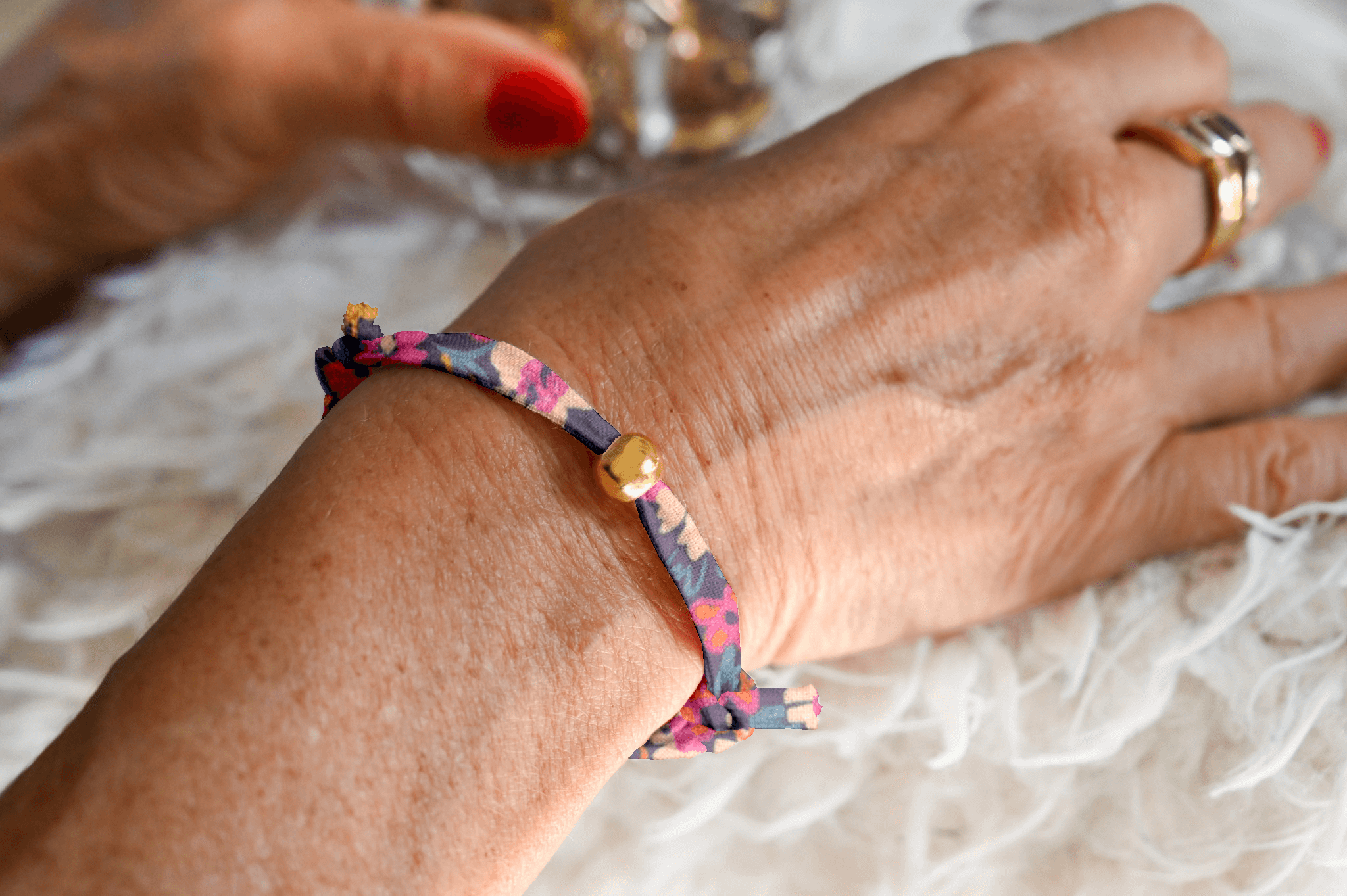 Bracelet Tissu Lisa Hippie Fleurie