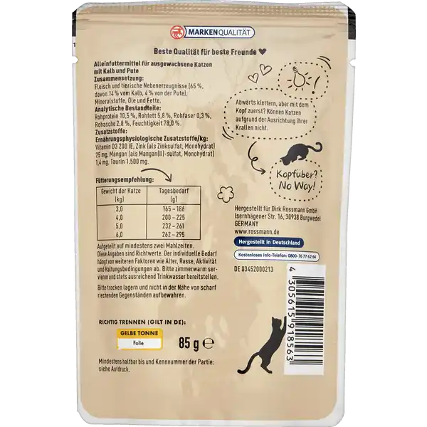 nature Katzenfutter mit Kalb und Pute
