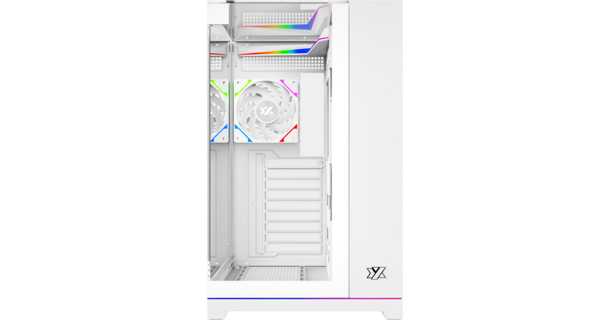 XYZ PC GearTesseract A-RGB midi tower behuizing  (Wit | 2x USB-A | 1x USB-C | RGB | Tempered Glass)