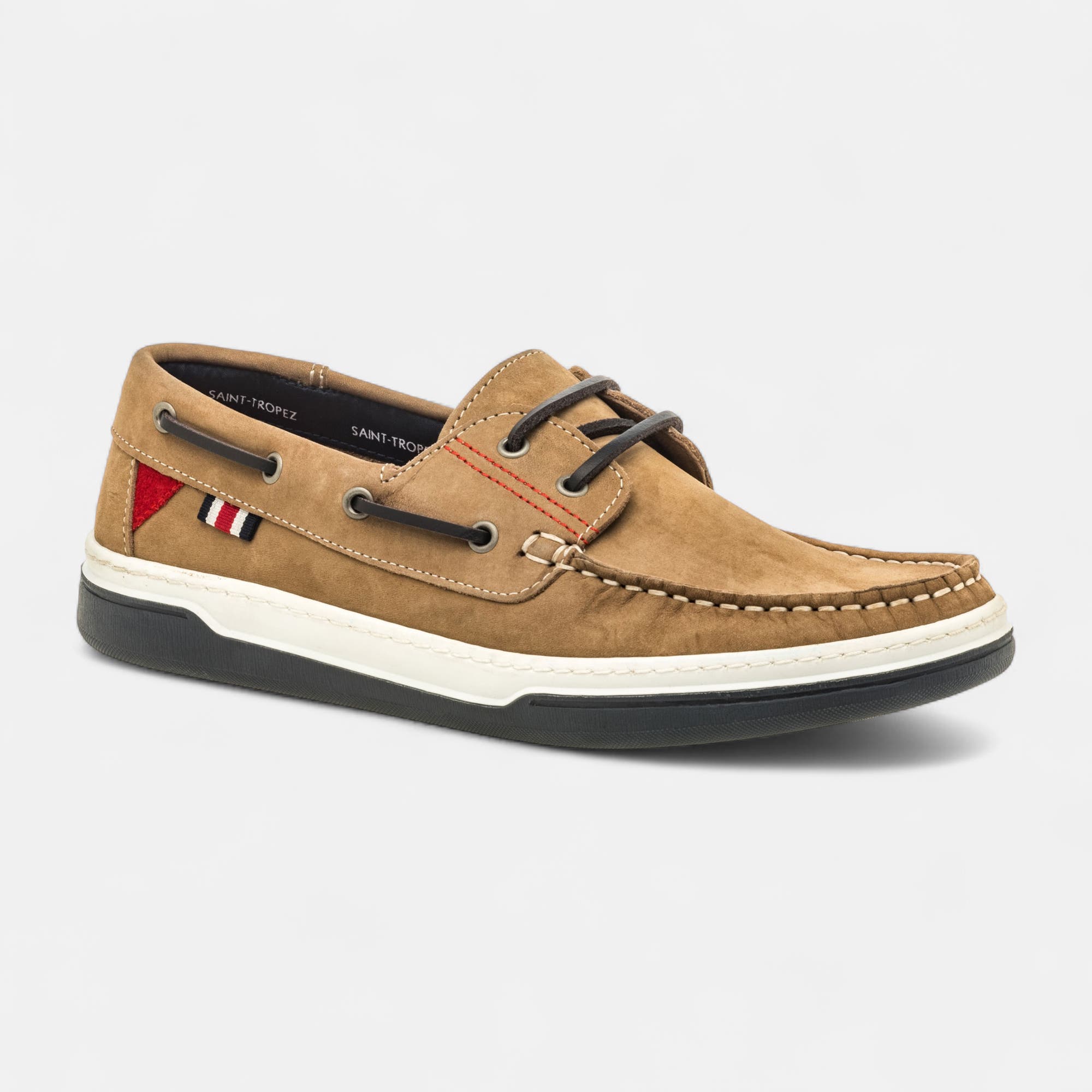 Chaussures bateau Homme en cuir taupe