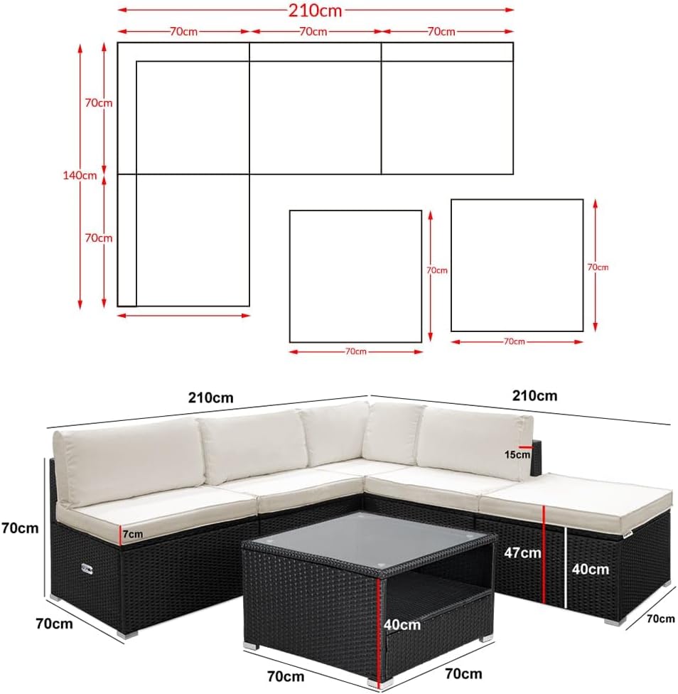 Casaria® Gartenmöbel Set Lounge inkl. Auflagenbox 318L Outdoor mit Tisch Auflagen Sitzgruppe Wetterfest Polyrattan Terrasse Garten Balkonmöbel Schwarz Creme