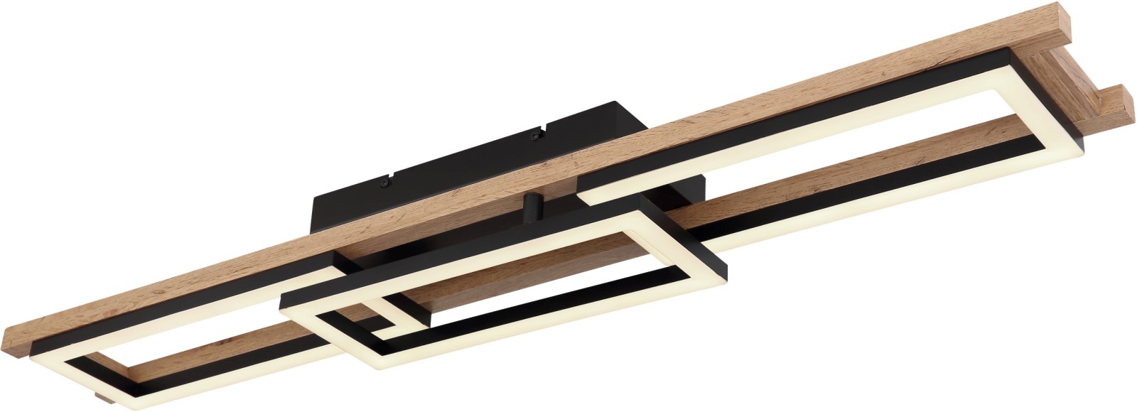 LED-Deckenleuchte - holzfarben - schwarz mattt - 100 cm