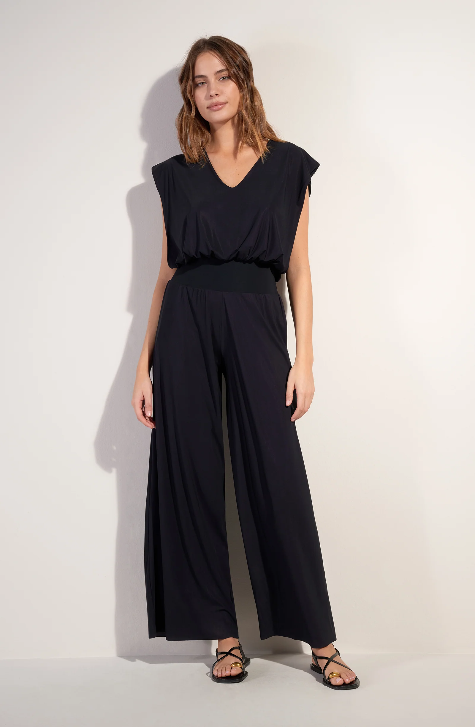 maissa Combinaison pantalon en voile extensible noir Noir