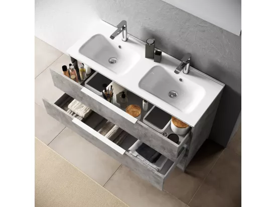 Ensemble double vasque 4 pièces LARISSA ciment